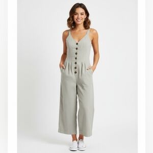 Universal Thread Button Front Jumpsuit Pickled Grey Size 2,  Inseam 24"